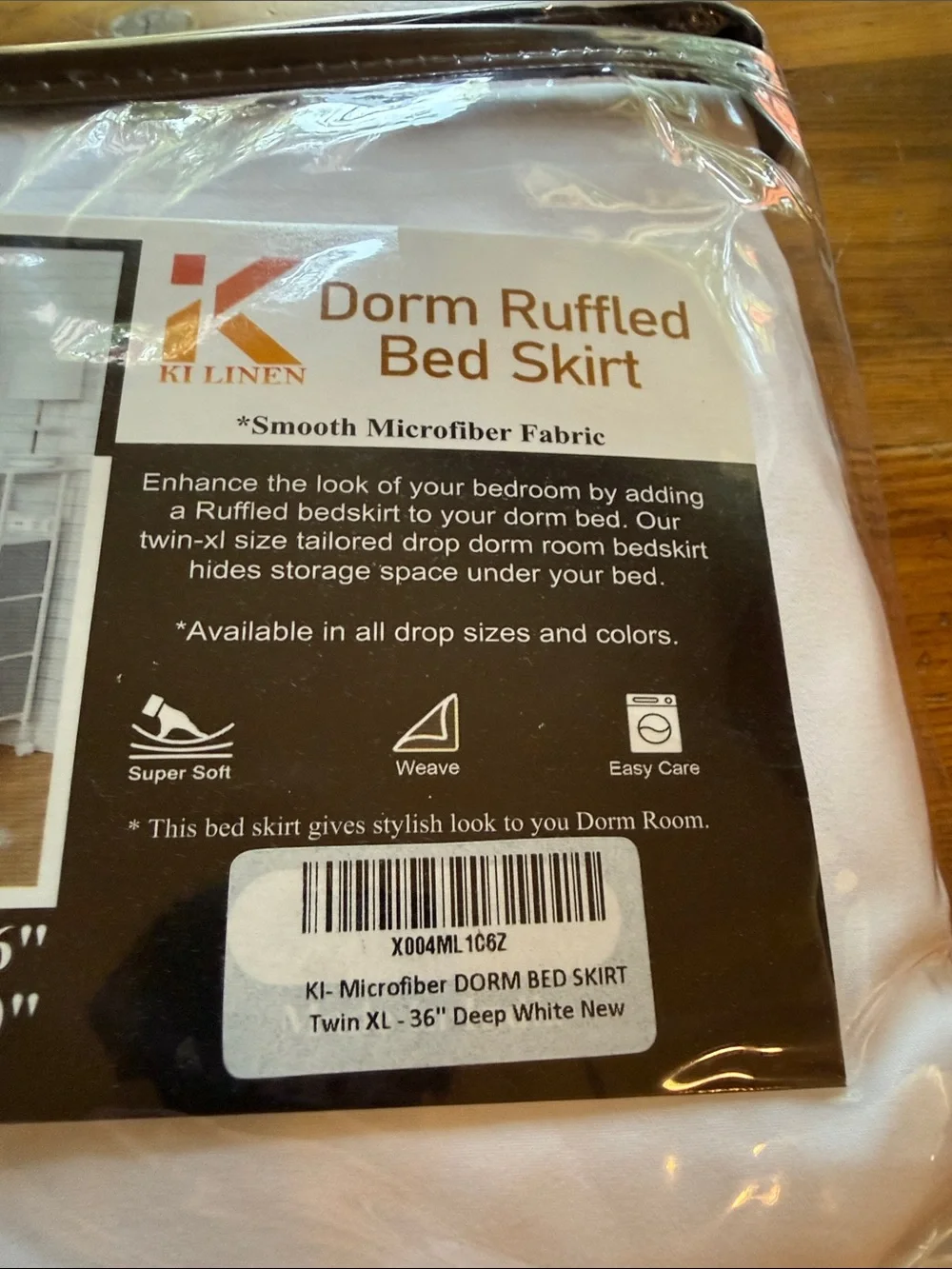 Dorm Ruffled Bed Skirt - White Twin XL 36” Drop NEW